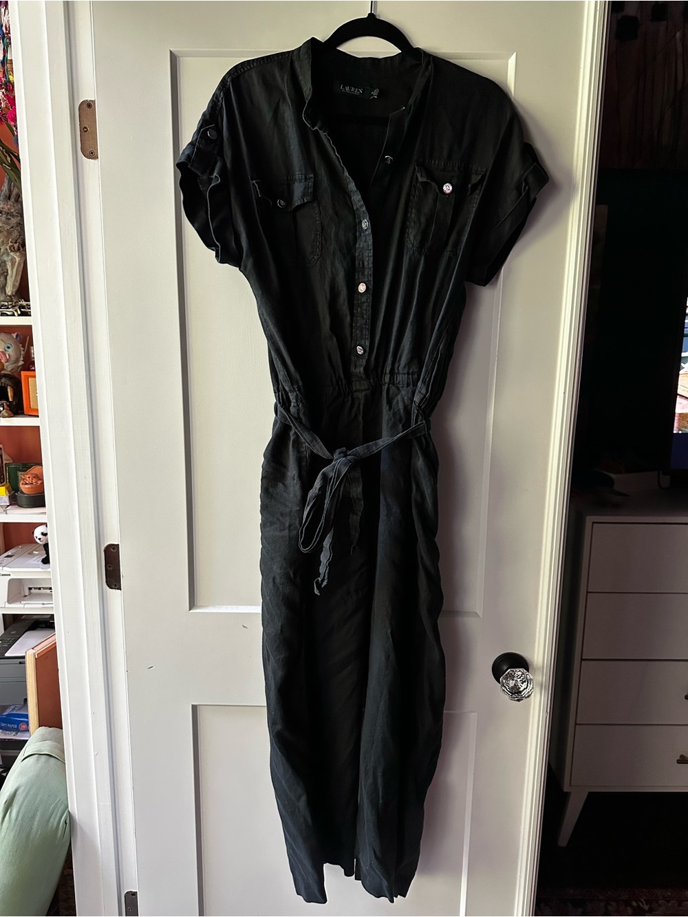 Lauren Ralph Lauren Black Utility Jumpsuit with Tie Waist
